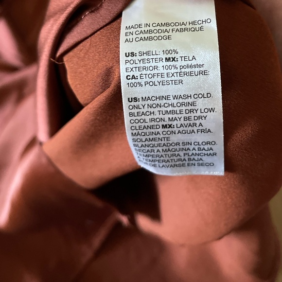 Chico’s| Burnt Orange, Copper-Brown Satin Long Sleeve Blouse•••Size Medium - Picture 7 of 10